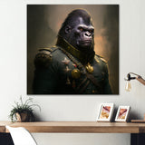 Gorilla In Military Uniform Portrait - Gorilla Canvas Wall Art