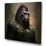 Gorilla In Military Uniform Portrait - Gorilla Canvas Wall Art