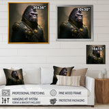 Gorilla In Military Uniform Portrait - Gorilla Canvas Wall Art