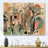 Golden Mid Century Boho Drawing - Abstract Canvas Wall Art