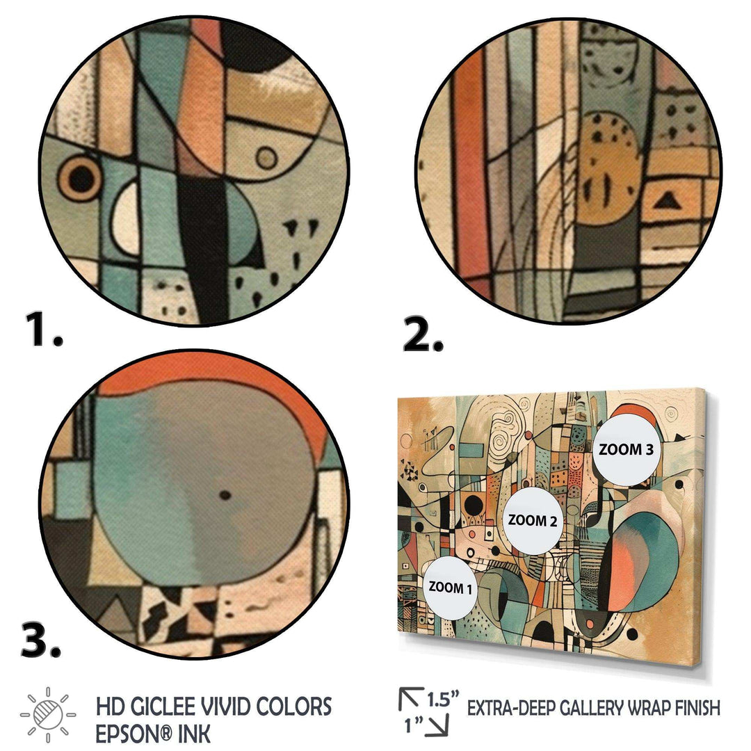Golden Mid Century Boho Drawing - Abstract Canvas Wall Art