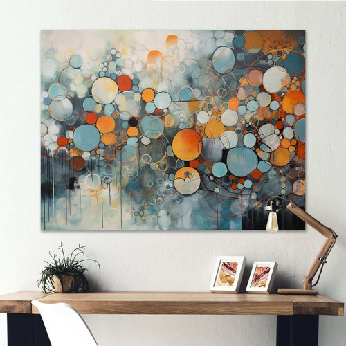 Orange And Blue Geometric Illusions - Abstract Canvas Wall Art