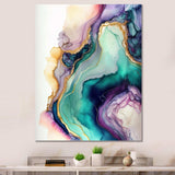 Green Purple Abstract Geode - Abstract Canvas Wall Art