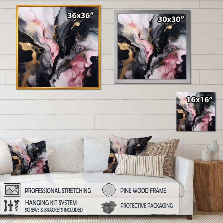 Black Gold Marble Splash II - Abstract Canvas Wall Art