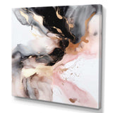 Pink Black Textured Splash Marble I - Abstract Canvas Wall Art