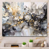 Grey Gold Delicate Abstract Brushstrokes II - Abstract Canvas Wall Art