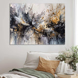 Grey Gold Delicate Abstract Brushstrokes III - Abstract Canvas Wall Art