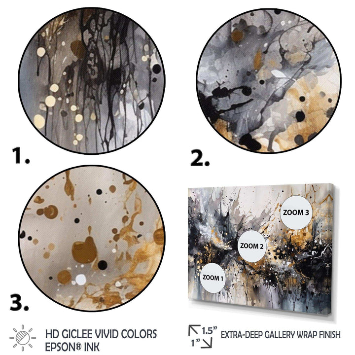 Grey Gold Delicate Abstract Brushstrokes III - Abstract Canvas Wall Art