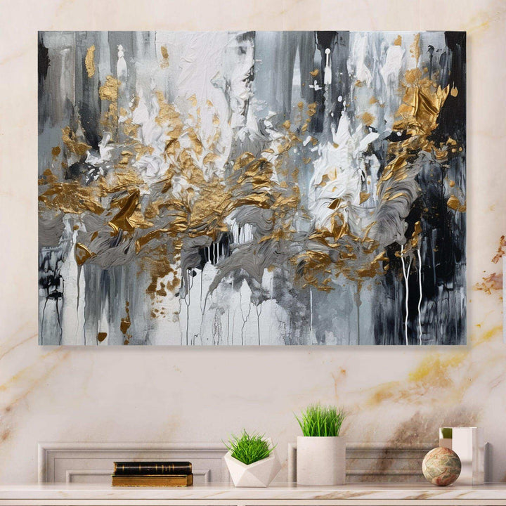 Black And White Delicate Brushstrokes I - Abstract Canvas Wall Art