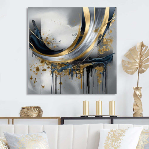 Shapes And Lines Abstract Marble V - Abstract Canvas Wall Art
