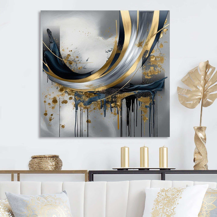 Shapes And Lines Abstract Marble V - Abstract Canvas Wall Art