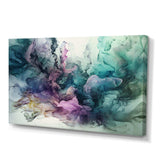 Green Purple Marbled Symphony - Abstract Canvas Wall Art