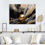 Gold And Black Marbled Euphoria II - Abstract Canvas Wall Art