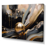 Gold And Black Marbled Euphoria II - Abstract Canvas Wall Art