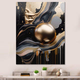 Gold And Black Marbled Euphoria III - Abstract Canvas Wall Art