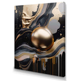 Gold And Black Marbled Euphoria III - Abstract Canvas Wall Art