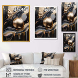 Gold And Black Marbled Euphoria III - Abstract Canvas Wall Art