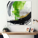 Green And Black Geometric Enchantment I - Abstract Canvas Wall Art