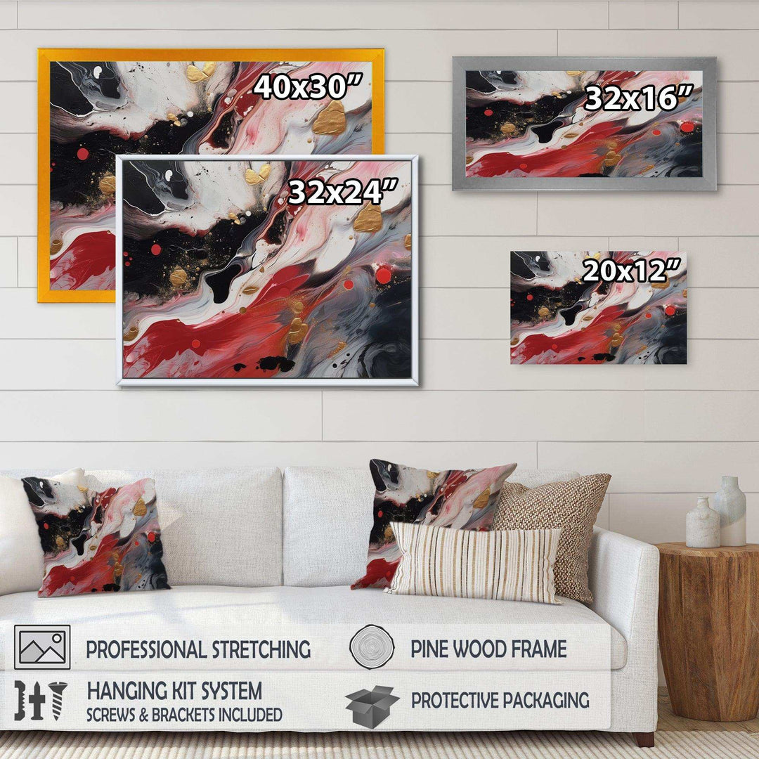 Red And Black Marble Whispers III - Abstract Canvas Wall Art