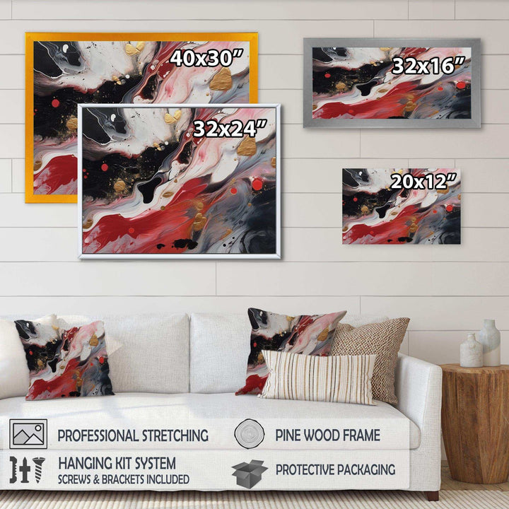 Red And Black Marble Whispers III - Abstract Canvas Wall Art