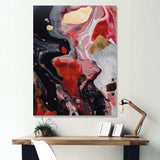 Red And Black Marble Infusion - Abstract Canvas Wall Art