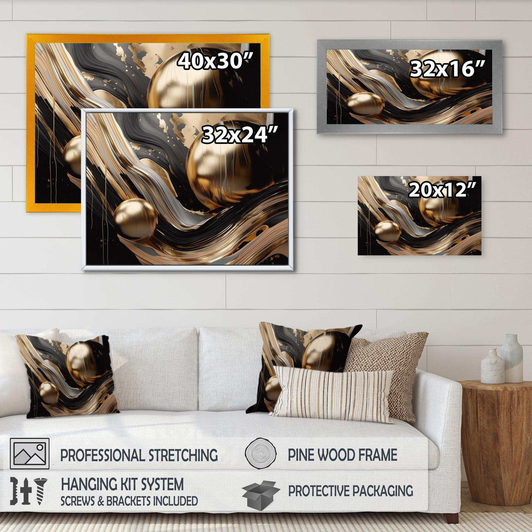 Gold And Black Captivating Marble I - Abstract Canvas Wall Art