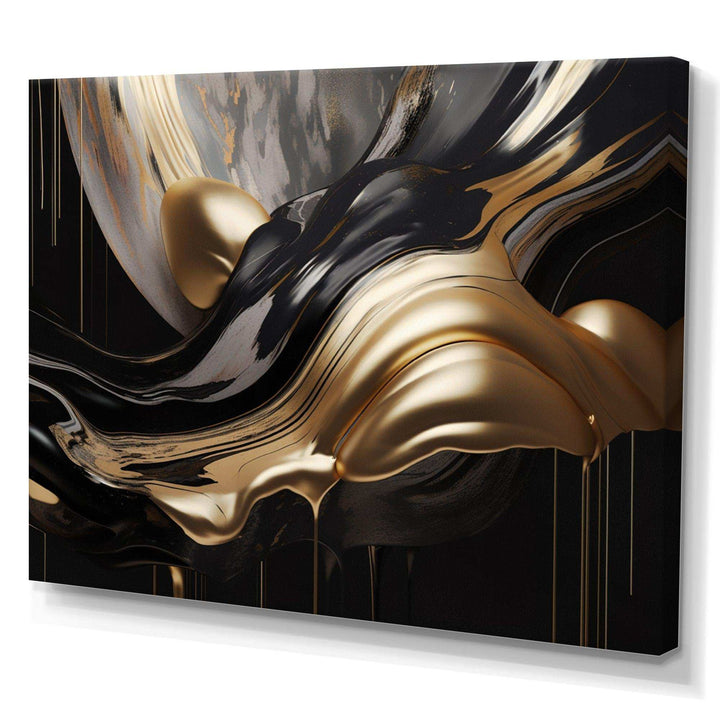 Idesignart gold and black captivating marble ii abstract canvas wall art