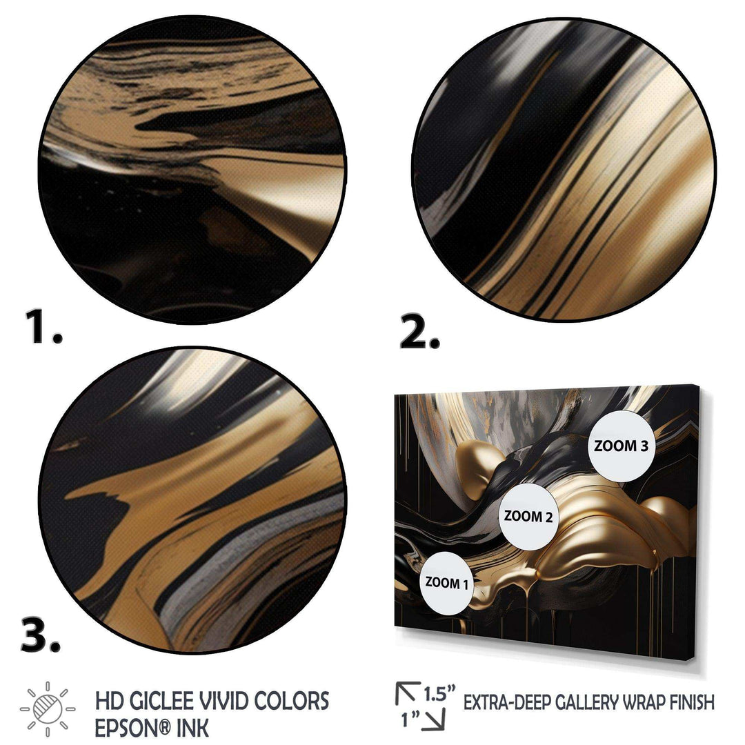 Idesignart gold and black captivating marble ii abstract canvas wall art