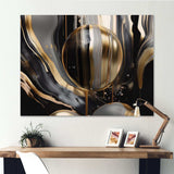 Gold And Black Captivating Marble III - Abstract Canvas Wall Art