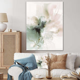 Green And Cream Essence Of Modernity I - Abstract Canvas Wall Art