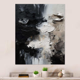 Black Textured Splash Paint Art II - Abstract Canvas Wall Art