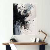 Black Textured Splash Paint Art IV - Abstract Canvas Wall Art