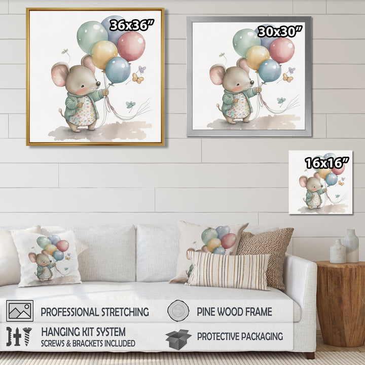 Grey Illustration Detailed Baby Mouse - Mouse Wall Art Prints