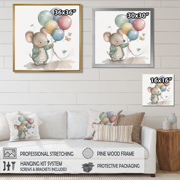 Grey Illustration Detailed Baby Mouse - Mouse Wall Art Prints