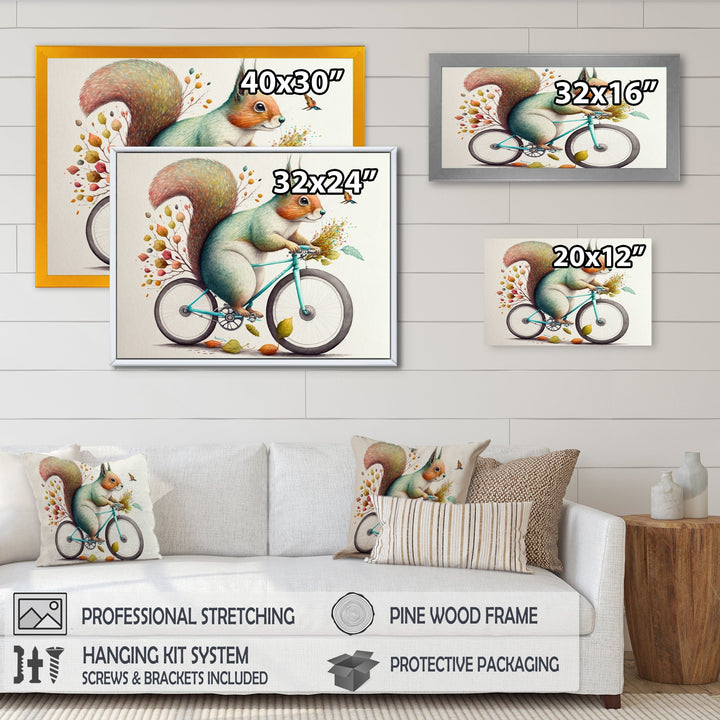 White Squirrel Riding Bike - White Squirrel Wall Art