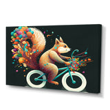 Colorful Squirrel Riding Bike - Squirrel Framed Canvas Art