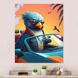 Blue Bird Wearing Sunglasses In Sportscar - Bird Fashion Home Decor Art