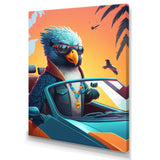 Blue Bird Wearing Sunglasses In Sportscar - Bird Fashion Home Decor Art