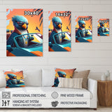 Blue Bird Wearing Sunglasses In Sportscar - Bird Fashion Home Decor Art