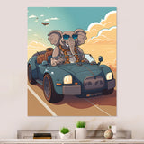 Grey Elephant Wearing Sunglasses in Sportscar - Elephant Fashion Living Room Wall Art