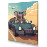 Grey Elephant Wearing Sunglasses in Sportscar - Elephant Fashion Living Room Wall Art