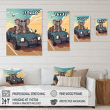 Grey Elephant Wearing Sunglasses in Sportscar - Elephant Fashion Living Room Wall Art