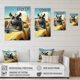 Grey Rhino Wearing Sunglasses In Sportscar - Rhino Wall Decor