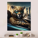 Yellow Leopard Wearing Sunglasses In Sportscar - Yellow Leopard Wall Art