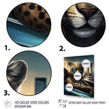 Yellow Leopard Wearing Sunglasses In Sportscar - Yellow Leopard Wall Art