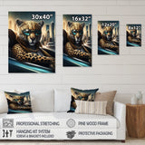 Yellow Leopard Wearing Sunglasses In Sportscar - Yellow Leopard Wall Art