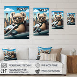Grey Koala Wearing Sunglasses In Sportscar - Gray Koala Wall Art