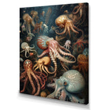 Many Squids - Octopus Large Canvas Wall Art