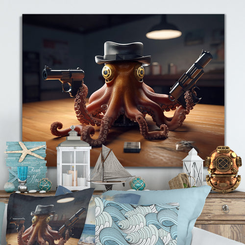 Mobster Octopus With Hat - Octopus Wall Decor