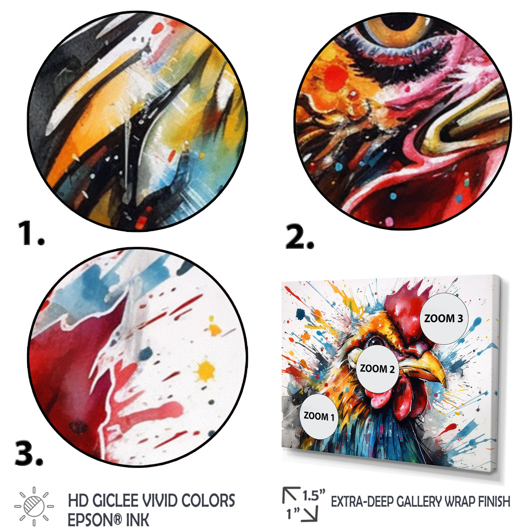 Colorful Humor Caricature Chicken Portrait - Chicken Wall Art Prints
